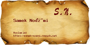Samek Noémi névjegykártya